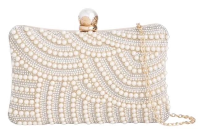Light Gold Pearl Clutch Bag
