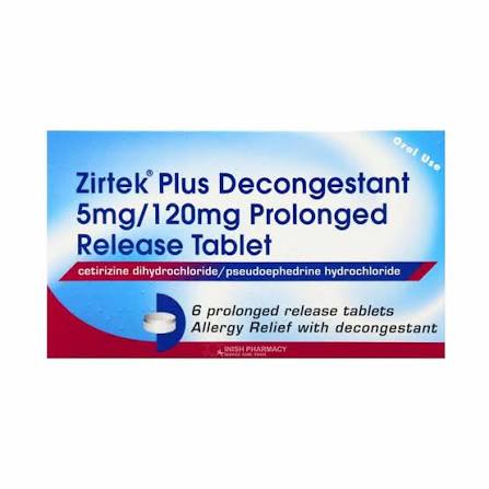 Zirtek Plus Decongestant 5mg/120mg Prolonged Release Tablet - 6 pack