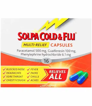 Solpa Cold & Flu Multi Relief Capsules - 16 Pack
